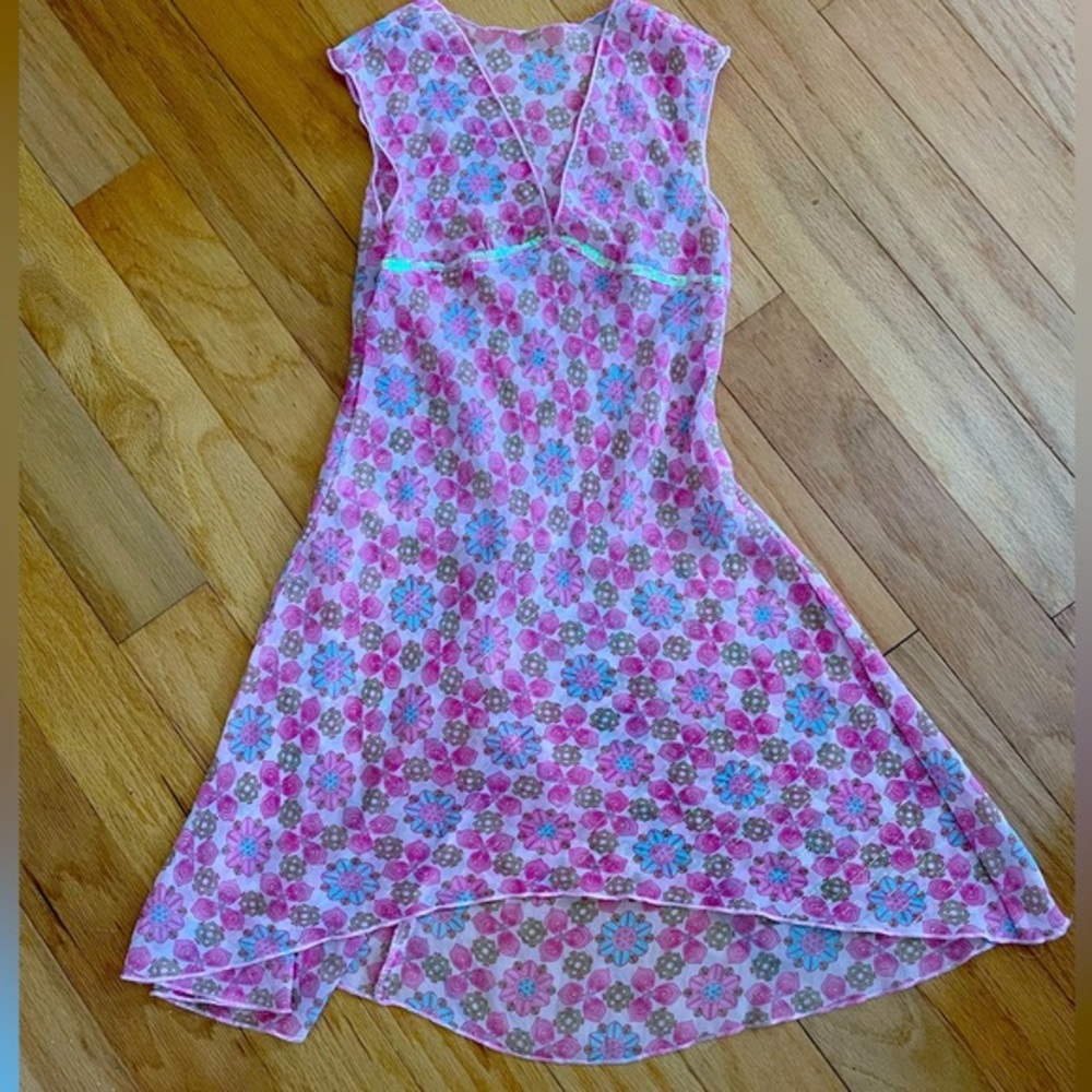 Girl Floral Sheer maxi boho dress v neck